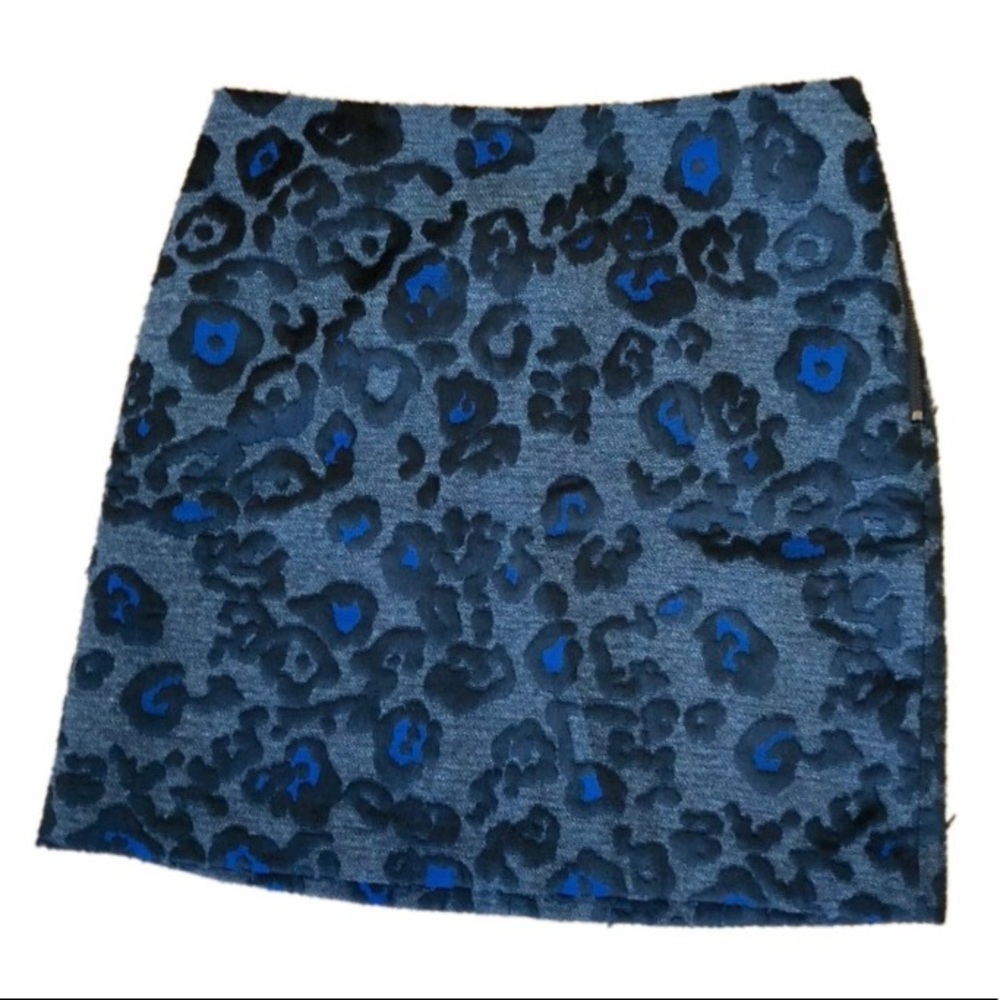 NWT Ann Taylor Cobalt Leopard Print Skirt